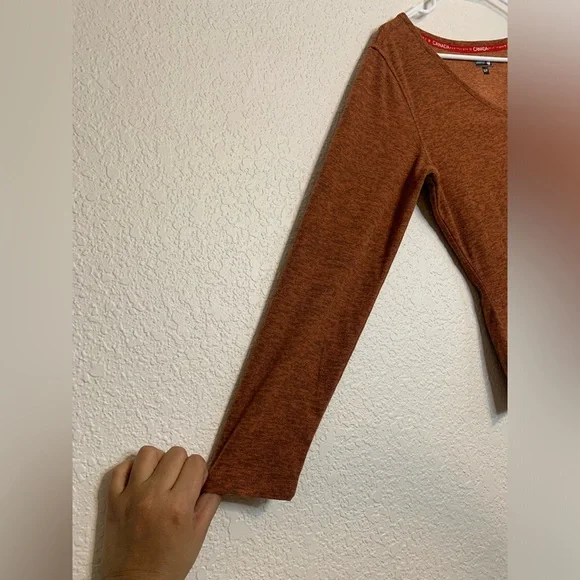 Canada Weathergear Womens Size Small Orange Activewear Long Sleeved Henley Shirt - Picture 6 of 8